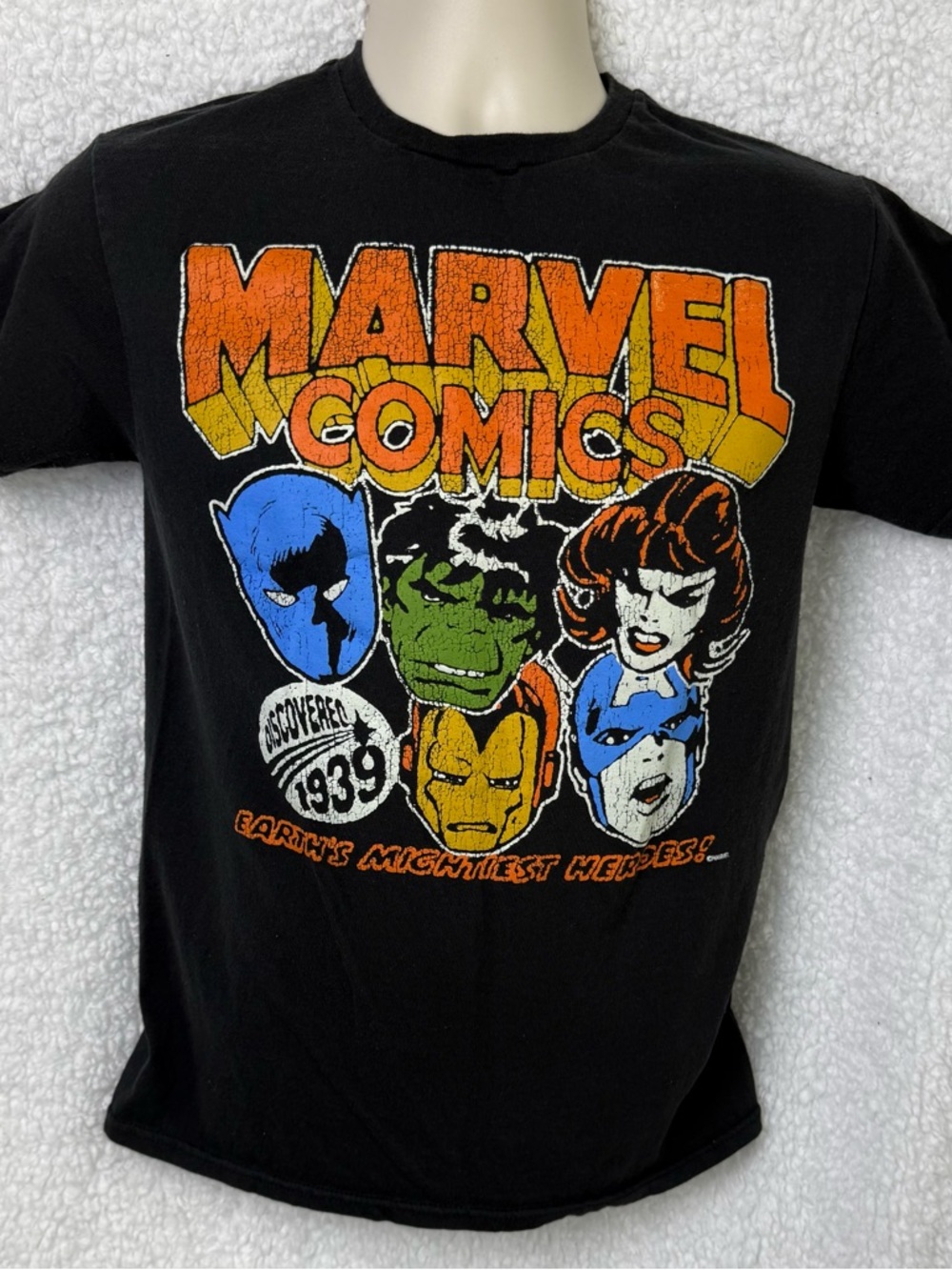 Marvel Graphic Black Tee Sz Sm 100% Cotton